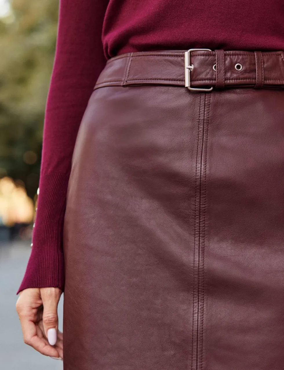 Leather Panelled Midi Pencil Skirt