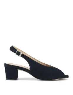 Leather Peep Toe Slingback Court Shoes