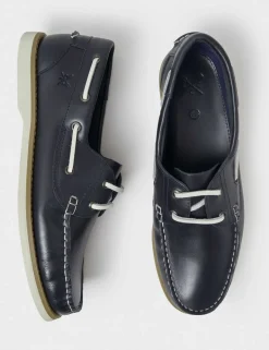 Leather Pull On Lace Up Deck Shoes