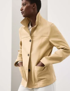 Leather Revere Collar Jacket