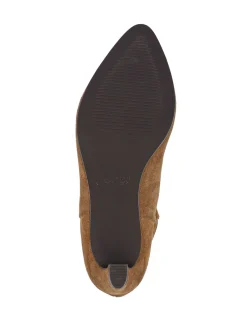 Leather Ruched Knee High Stiletto Heel Boots