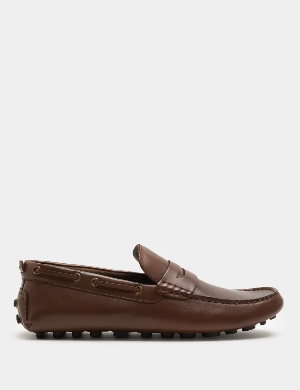 Leather Saddle Driving Loafers