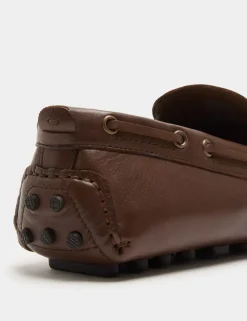 Leather Saddle Driving Loafers