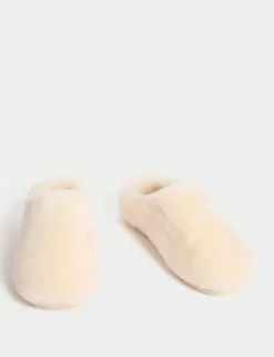 Leather Shearling Mule Slippers