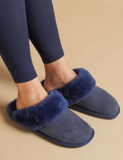 Leather Sheepskin Mule Slippers