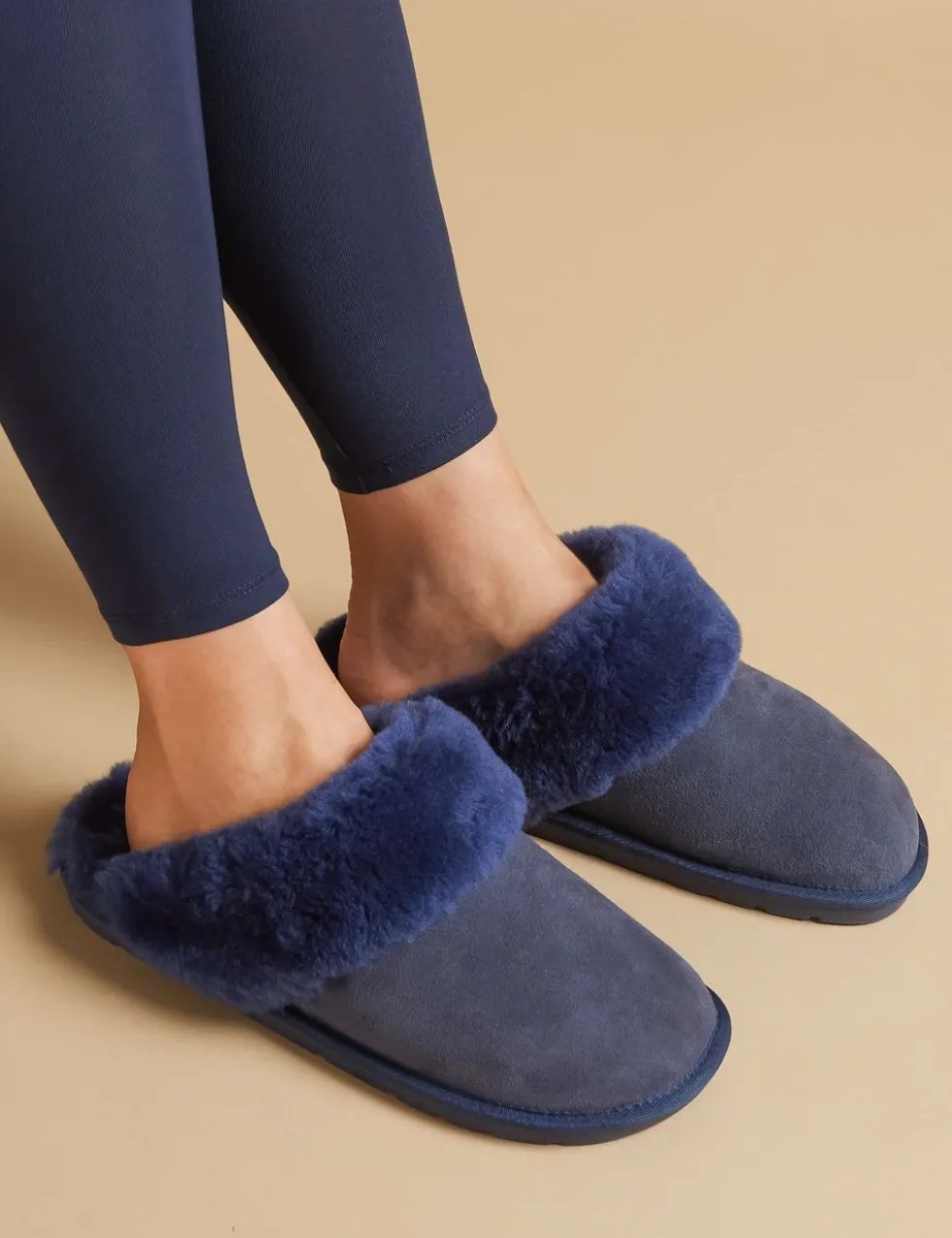 Leather Sheepskin Mule Slippers