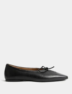 Leather Slip On Flat Pumps