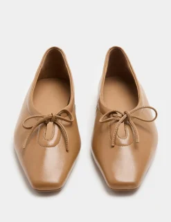 Leather Slip On Flat Pumps