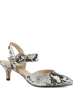 Leather Snake Print Kitten Heel Court Shoes