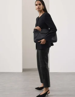 Leather Straight Leg Trousers