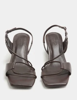 Leather Strappy Block Heel Sandals
