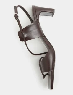 Leather Strappy Block Heel Sandals