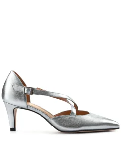 Leather Strappy Kitten Heel Pointed Court Shoes