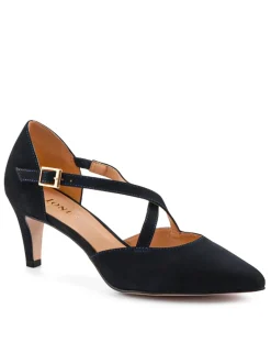 Leather Strappy Kitten Heel Pointed Court Shoes