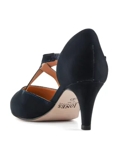 Leather Strappy Kitten Heel Pointed Court Shoes
