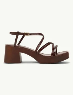 Leather Strappy Low Block Heel Sandals