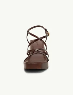 Leather Strappy Low Block Heel Sandals