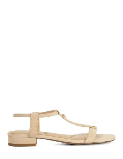 Leather T Bar Block Heel Sandals