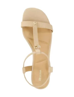 Leather T Bar Block Heel Sandals