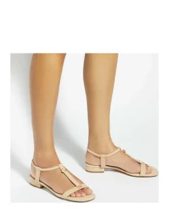 Leather T Bar Block Heel Sandals