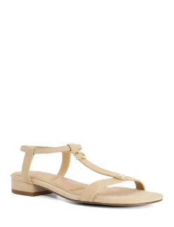 Leather T Bar Block Heel Sandals