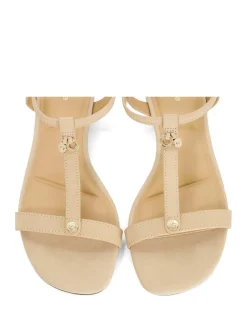Leather T Bar Block Heel Sandals