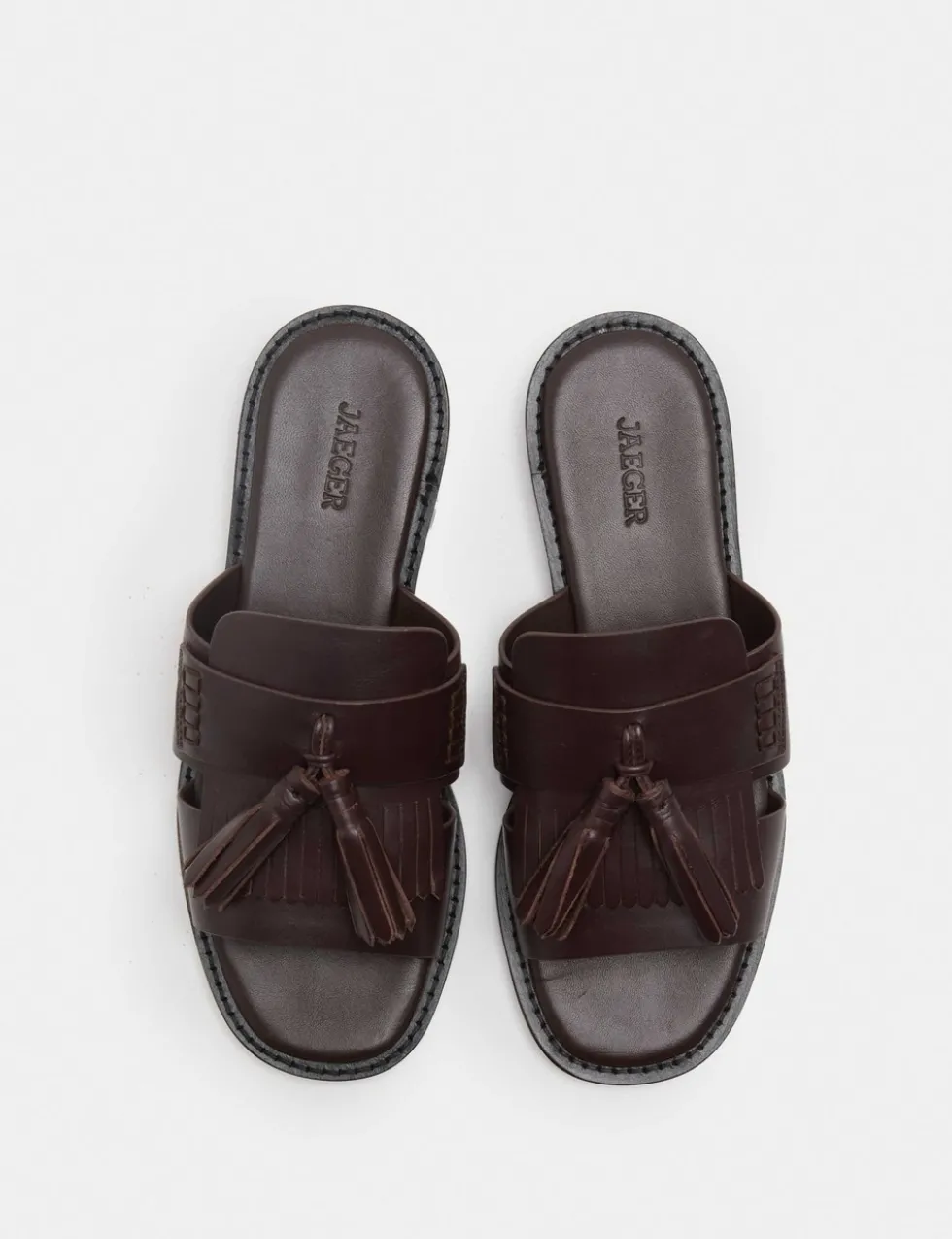 Leather Tassel Flat Loafer Mules