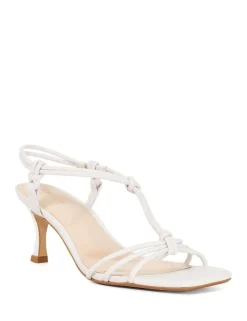 Leather T-Bar Strappy Kitten Heel Sandals