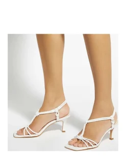 Leather T-Bar Strappy Kitten Heel Sandals
