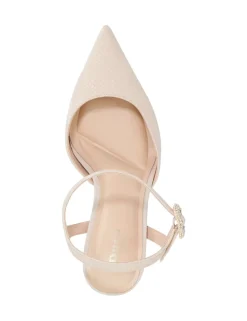 Leather Wide Fit Kitten Heel Slingback Sandals