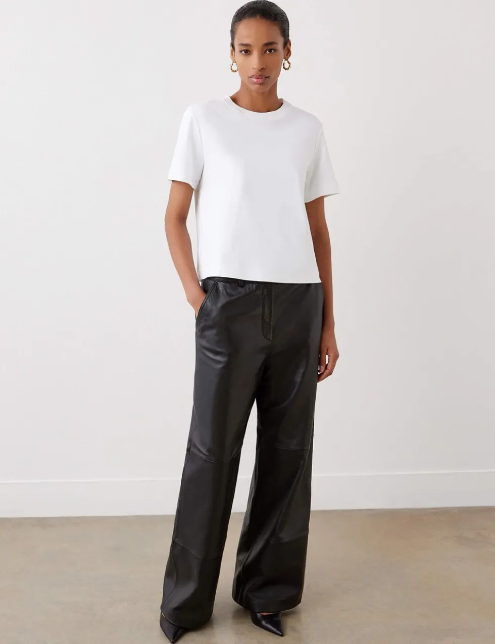 Leather Wide Leg Trousers
