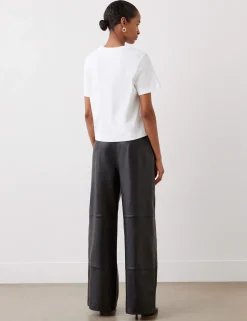 Leather Wide Leg Trousers