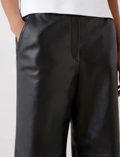 Leather Wide Leg Trousers