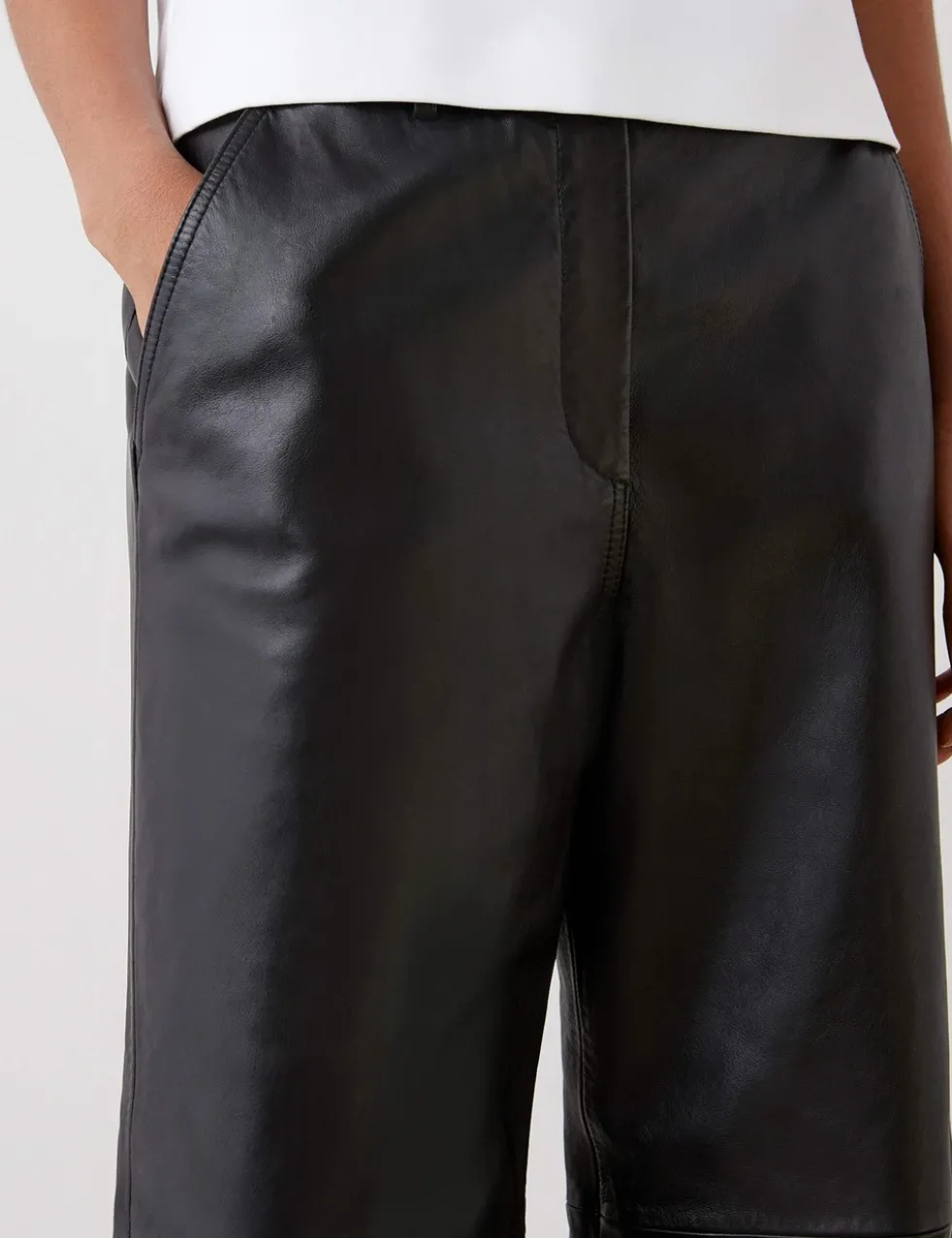 Leather Wide Leg Trousers