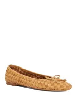 Leather Woven Flat Ballet Pumps