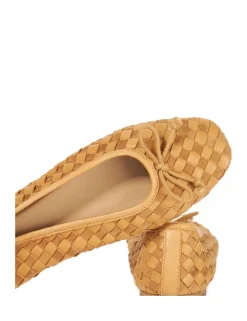 Leather Woven Flat Ballet Pumps