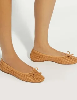 Leather Woven Flat Ballet Pumps