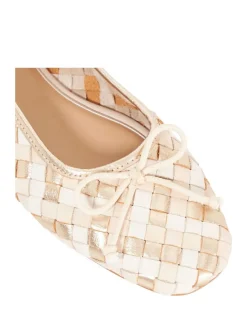 Leather Woven Flat Ballet Pumps