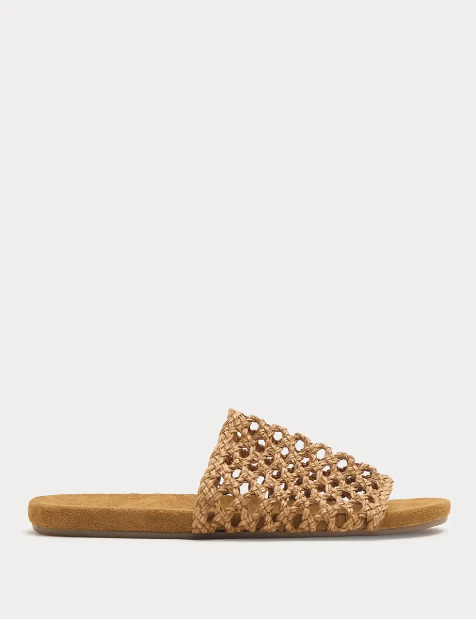 Leather Woven Flat Open Toe Mules