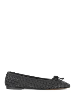 Leather Woven Slip On Flat Ballet Pumps