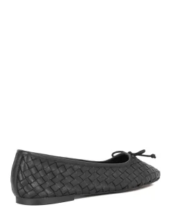 Leather Woven Slip On Flat Ballet Pumps