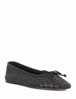 Leather Woven Slip On Flat Ballet Pumps