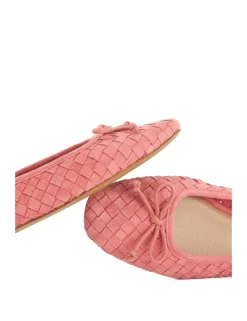 Leather Woven Slip On Flat Ballet Pumps