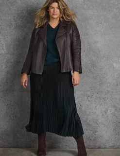 Leather Zip Cuff Biker Jacket