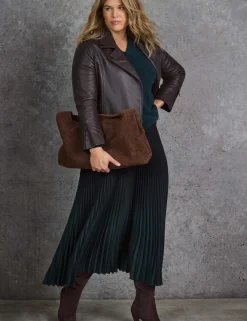 Leather Zip Cuff Biker Jacket
