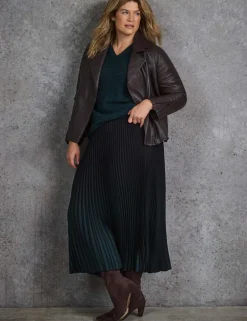 Leather Zip Cuff Biker Jacket