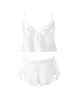 Leonora Satin Embroidery Cami Shortie Set