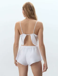 Leonora Satin Embroidery Cami Shortie Set