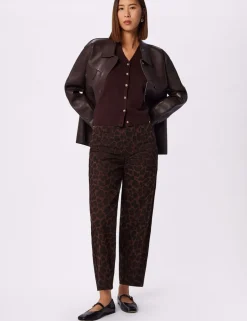 Leopard Print Barrel Cropped Jeans