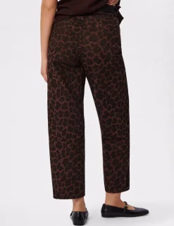 Leopard Print Barrel Cropped Jeans